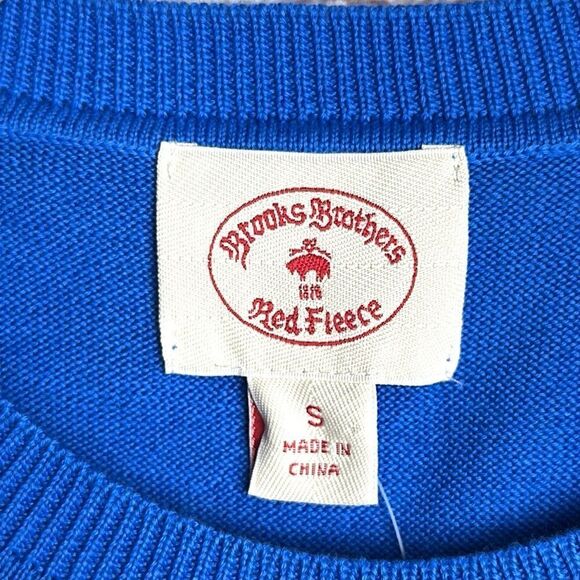NWT Brooks Brothers Blue Sweater Supima Cotton Summer Palm Design size S New - Picture 7 of 10